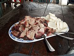 Carne en vara en la ciudad de camejo en el estado apure