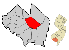 Cumberland County New Jersey Incorporated and Unincorporated areas Millville Highlighted.svg