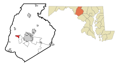 Frederick County Maryland Incorporated and Unincorporated areas Middletown Highlighted.svg