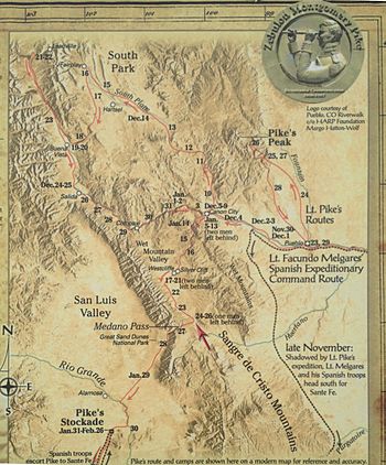 Archivo:Map of 1806-07 Pike Expedition in Colorado
