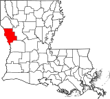 Map of Louisiana highlighting Sabine Parish.svg