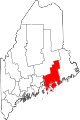 Mapa de Maine con la ubicación del condado de Hancock