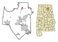 Marshall County Alabama Incorporated and Unincorporated areas Grant Highlighted