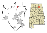 Marshall County Alabama Incorporated and Unincorporated areas Grant Highlighted.svg