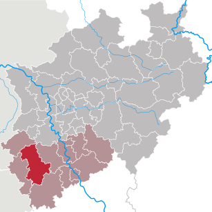 Lage des Kreises Düren in Nordrhein-Westfalen