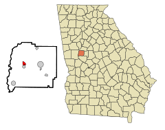 Pike County Georgia Incorporated and Unincorporated areas Hilltop Highlighted.svg