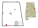 Randolph County Alabama Incorporated and Unincorporated areas Wadley Highlighted.svg