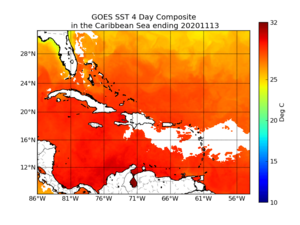 Archivo:Sea surface temperatures in Caribbean zone 20201113