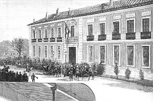 Archivo:1887-02-08, La Ilustración Española y Americana, Aranjuez, Colegio de Huérfanos de la Infantería, Comba, Rico (cropped) fachada