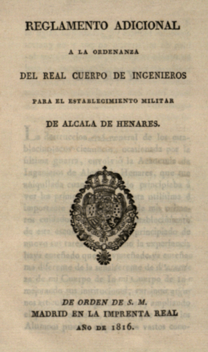 Archivo:Alcalá de Henares (30-11-1816) Reglamento Cuerpo de Ingenieros