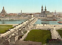 Dresden Augustusbrücke Altstadt 1900