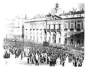 Archivo:Entierro de Castelar, Puerta del Sol, en El Mundo Naval Ilustrado