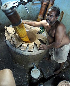Archivo:Ground peanut Oil mill India sesame तिल எள் ಎಳ್ಳು എണ്ണ എള്ള് cake tahini tamilnadu tamil nadu foreigner desi indian village feature story 2011 - Etan Doronne myindiaexperience