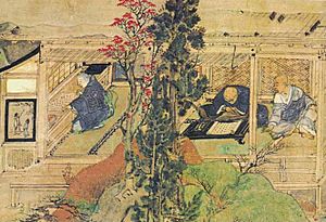 Archivo:Honen shonin eden - Honen studying the Hokke Sandaibu