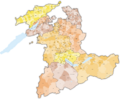 Karte Gemeinden des Kantons Bern farbig 2012