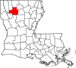 Mapa de Luisiana con la ubicación del Parish Bienville