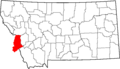 Map of Montana highlighting Ravalli County