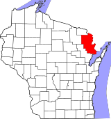 Map of Wisconsin highlighting Marinette County.svg