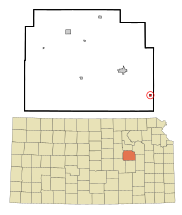 Morris County Kansas Incorporated and Unincorporated areas Dunlap Highlighted.svg