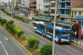 Archivo:Quito trolleybus at Estadio station