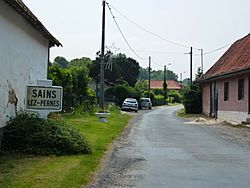 Sains-lès-Pernes (Pas-de-Calais, Fr) city limit sign.JPG