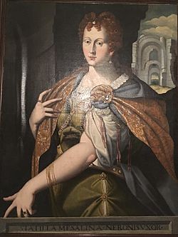 Tiziano o escuela. Retrato de Mesalina, mujer de Nerón,que perteneció a don Bernardino y hoy conservan sus descendientes.