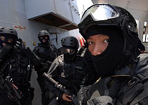 Archivo:US Navy 080818-N-1635S-008 Members of the Brunei Special Forces await the start of a visit, board, search and seizure (VBSS) exercise aboard the Arleigh Burke-class guided-missile destroyer USS Howard (DDG 83)