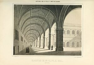 Archivo:1863, Historia de la Villa y Corte de Madrid, vol. 3, Clausto de San Felipe, el Real