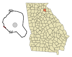 Banks County Georgia Incorporated and Unincorporated areas Gillsville Highlighted.svg