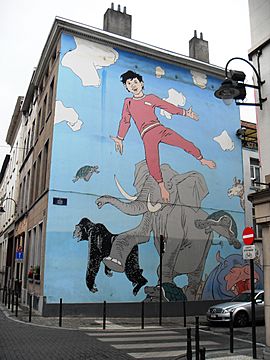 Archivo:Comic wall Les rêves de Nic, Hermann Huppen. Brussels