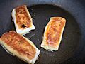 Cooking frozen blintzes in a frying pan