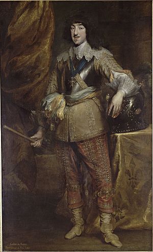 Archivo:Full length portrait painting of Gaston of France, Duke of Orléans in 1634 by Anthony van Dyck (Musée Condé)