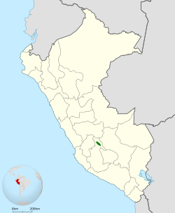 Distribución geográfica del tororoí de Ayacucho.