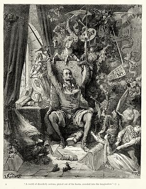 Archivo:Gustave Doré - Miguel de Cervantes - Don Quixote - Part 1 - Chapter 1 - Plate 1 "A world of disorderly notions, picked out of his books, crowded into his imagination"