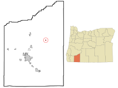 Jackson County Oregon Incorporated and Unincorporated areas Butte Falls Highlighted.svg
