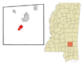 Jones County Mississippi Incorporated and Unincorporated areas Ellisville Highlighted