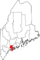 Mapa de Maine con la ubicación del condado de Sagadahoc