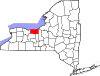 Mapa de Nueva York con la ubicación del condado de Wayne