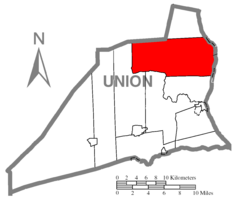 Map of Union County, Pennsylvania Highlighting White Deer Township.PNG