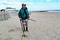Metal detecting beach