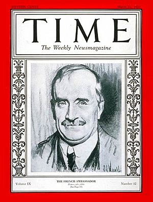 Archivo:Paul Claudel on TIME Magazine, March 21, 1927