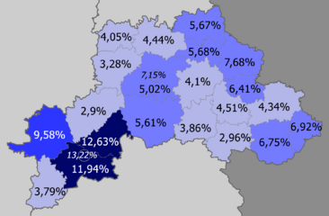 Russians in Mahilioŭskaja voblasć, Belarus (2009 census)