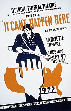 Archivo:Sinclair Lewis It Can't Happen Here 1936 theater poster