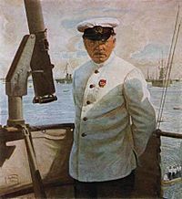 Archivo:Voroshilov at the battleship Marat by Isaak Brodsky (1929)