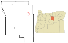 Wheeler County Oregon Incorporated and Unincorporated areas Spray Highlighted.svg
