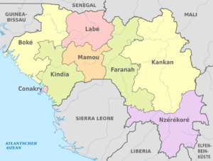 Archivo:Guinea, administrative divisions - de - colored