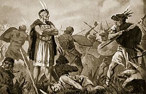 John Harris Valda - Huscar and Atahualpa fighting over the Inca Empire.jpg