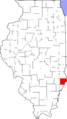 Map of Illinois highlighting Lawrence County