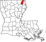 Mapa de Luisiana con la ubicación del Parish West Carroll
