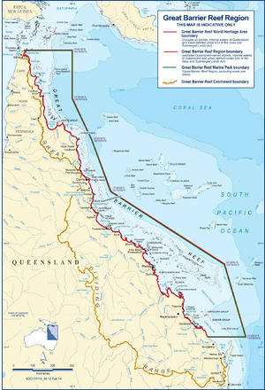 Archivo:Map of The Great Barrier Reef Region, World Heritage Area and Marine Park, 2014
